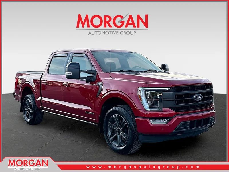 2023 Ford F-150 LARIAT in Red Metallic — front three-quarter view