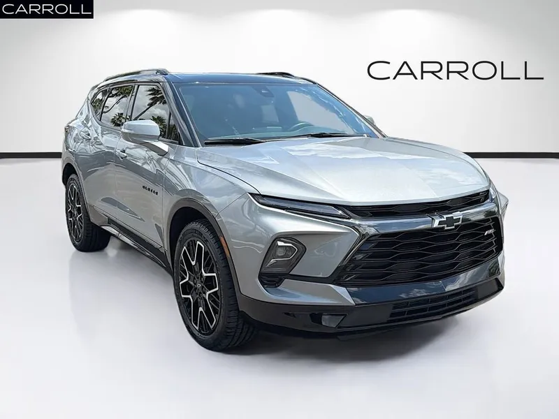 2023 Chevrolet Blazer RS in Sterling Gray Metallic — front three-quarter view