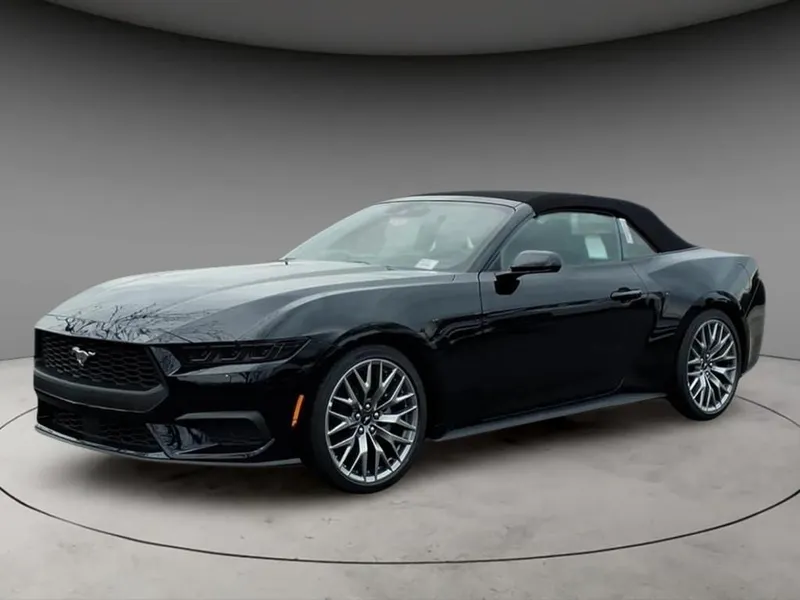 2026 Ford Mustang EcoBoost Premium in Shadow Black — front three-quarter view