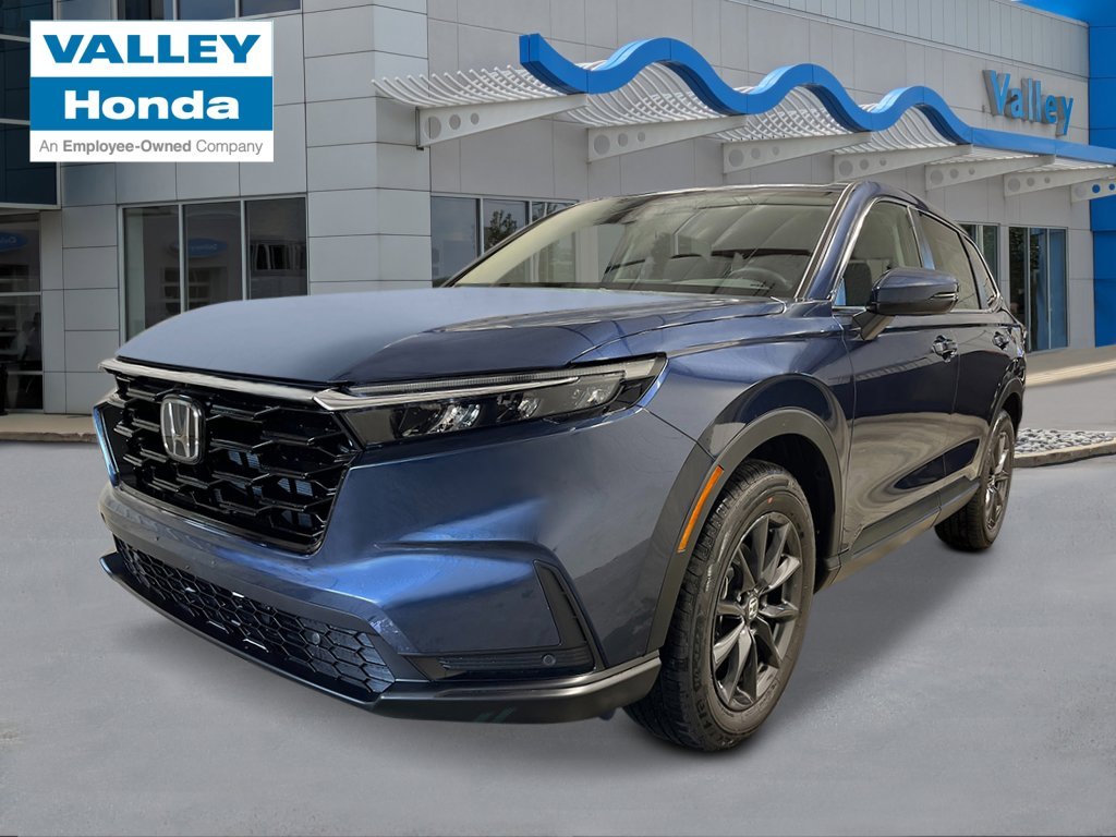2026 Honda CR-V EX-L in Canyon River Blue Metallic — front three-quarter view