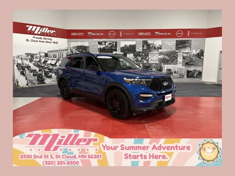 2020 Ford Explorer ST in Blue Metallic — front three-quarter view