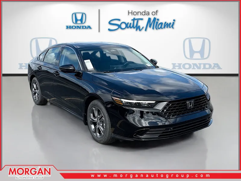 2026 Honda Accord Hybrid EX-L in Crystal Black Pearl — front three-quarter view
