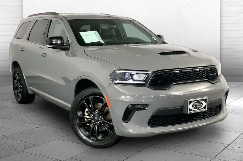 2021 Dodge Durango GT Plus in Destroyer Gray Clearcoat — front three-quarter view