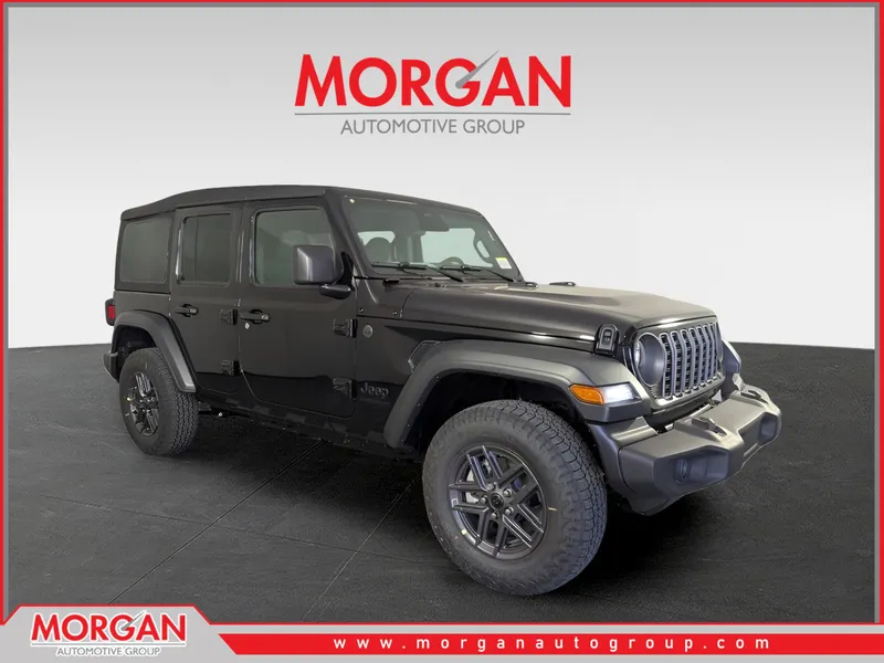 2026 Jeep Wrangler Sport S in Black — front three-quarter view