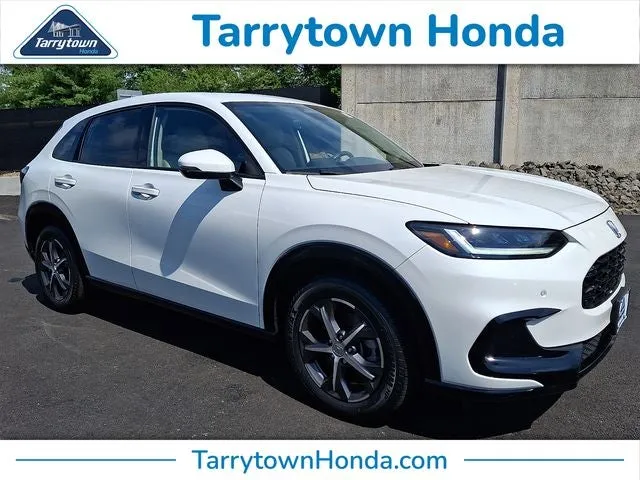 2023 Honda HR-V EX-L in Platinum White Pearl — front three-quarter view