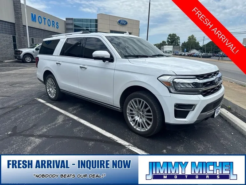 2024 Ford Expedition Max Limited in Oxford White — front three-quarter view