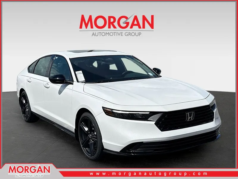 2026 Honda Accord Hybrid Sport-L in Platinum White Pearl — front three-quarter view
