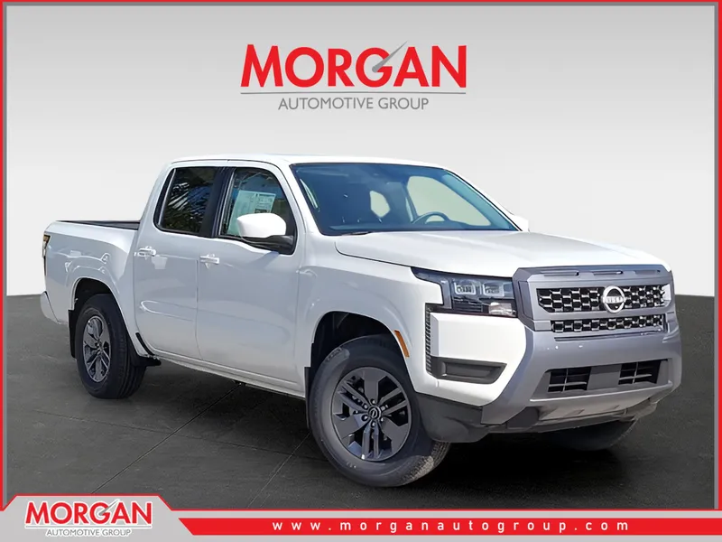 2026 Nissan Frontier SV in White — front three-quarter view