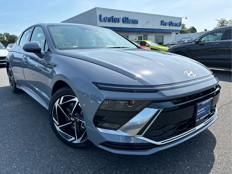 2024 Hyundai Sonata SEL in Transmission Blue — front three-quarter view