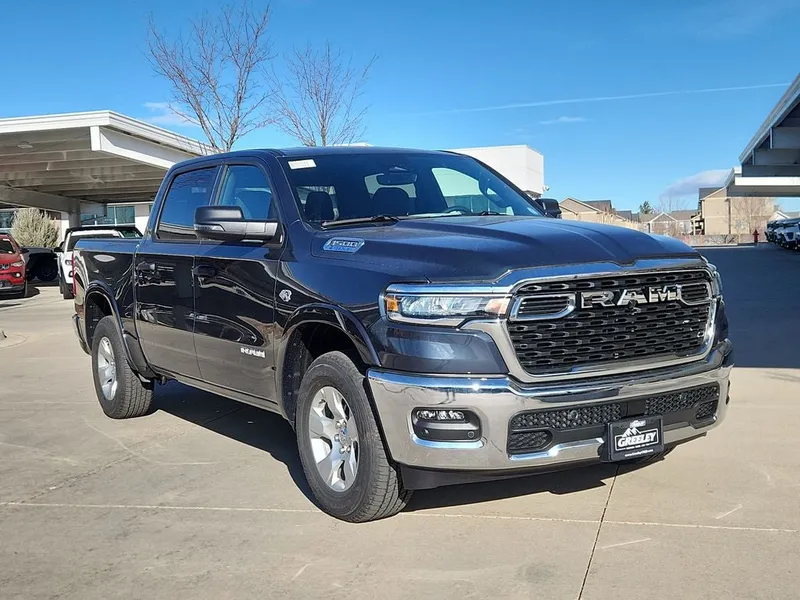 2026 RAM 1500 RAM 1500 BIG HORN CREW CAB 4X4 5'7' BOX in Forged Blue Metallic Exterior Paint — front three-quarter view