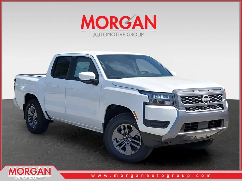 2026 Nissan Frontier SV in White — front three-quarter view
