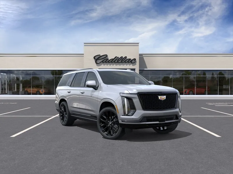 2026 Cadillac Escalade Platinum Sport in Argent Silver Metallic — front three-quarter view