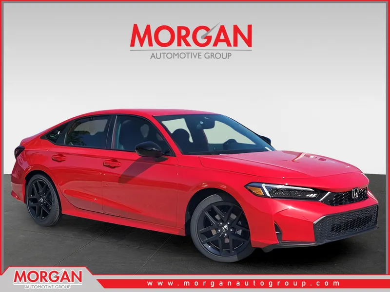 2026 Honda Civic Sedan Sport in Rallye Red — front three-quarter view