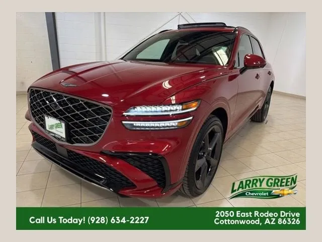 2026 Genesis GV70 3.5T Sport Prestige in Red — front three-quarter view