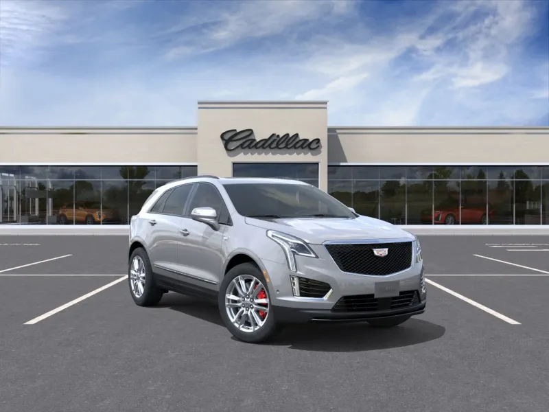 2026 Cadillac XT5 Sport in Argent Silver Metallic — front three-quarter view