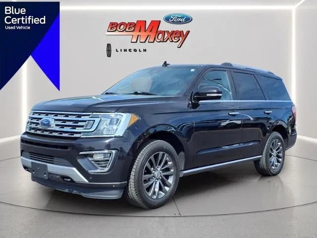 2020 Ford Expedition Limited in Agate Black Um — front three-quarter view