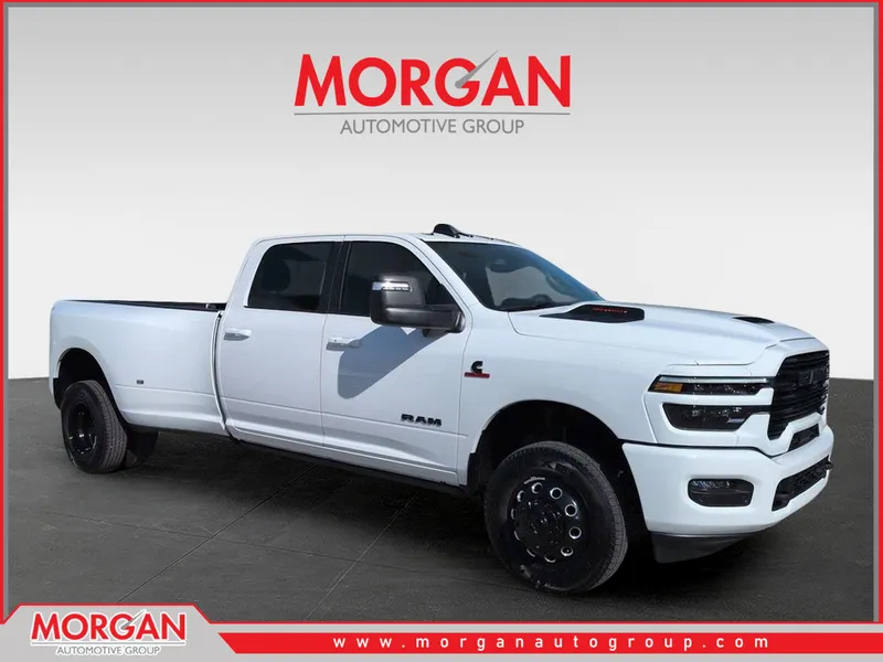 2025 Ram 3500 Laramie in White — front three-quarter view