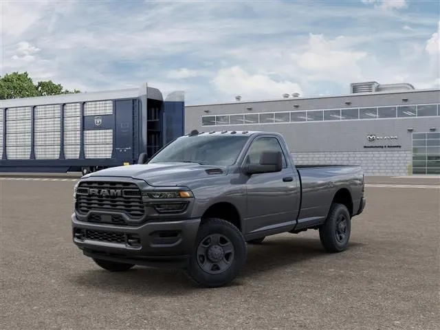 2026 RAM Ram 2500 RAM 2500 TRADESMAN REGULAR CAB 4X4 8' BOX in Ceramic Gray Clear-Coat Exterior Paint — front three-quarter view