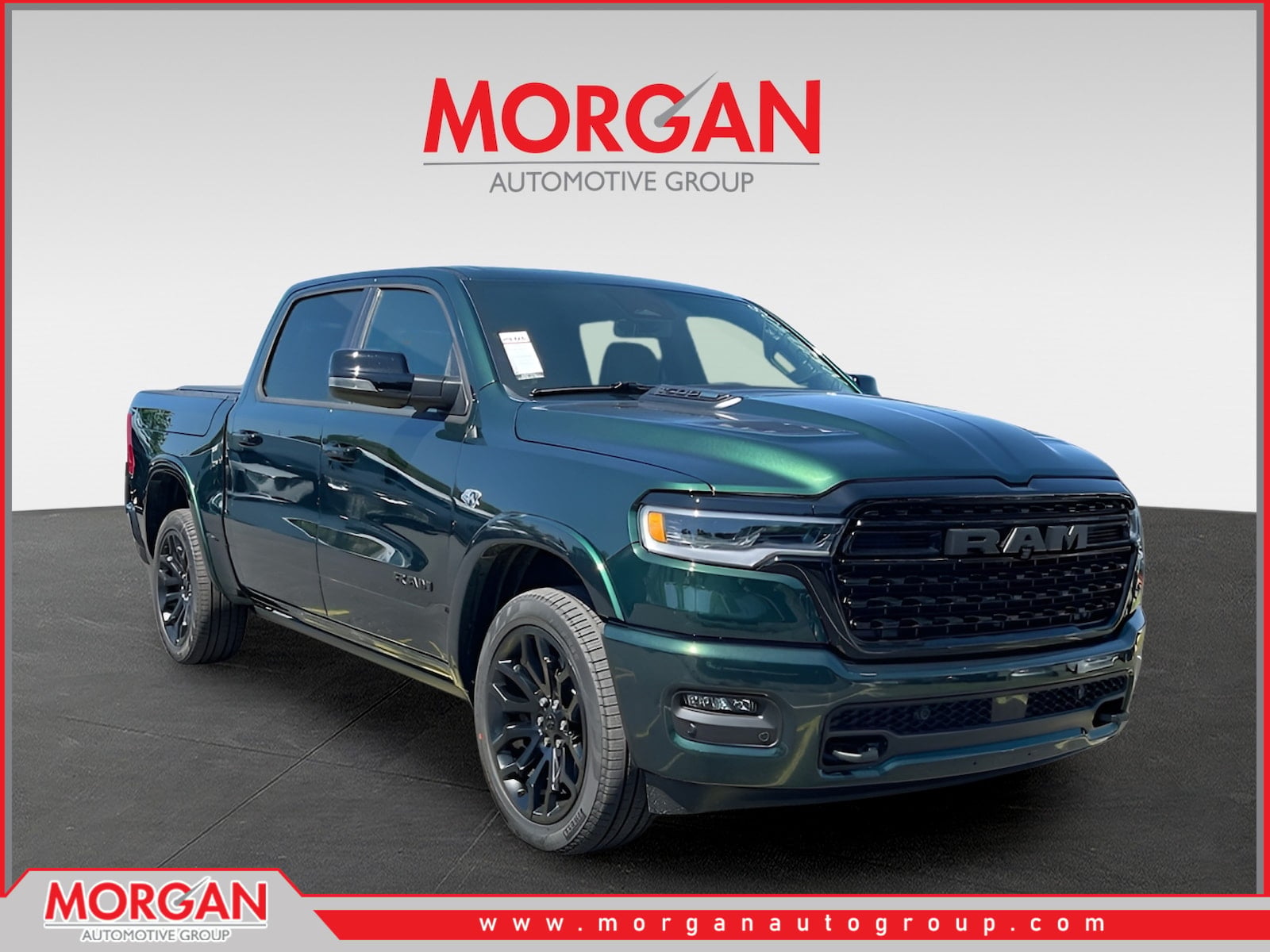2026 Ram 1500 Limited in Green — front three-quarter view