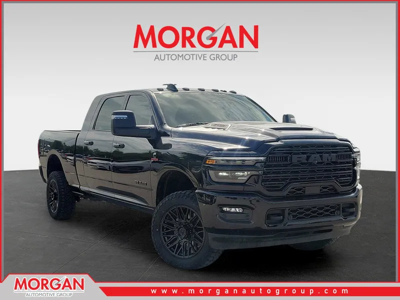 2025 Ram 2500 Laramie in Diamond Black Crystal Pearlcoat — front three-quarter view