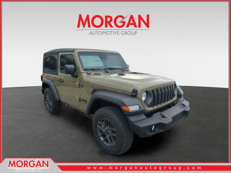 2026 Jeep Wrangler Sport S in Green — front three-quarter view