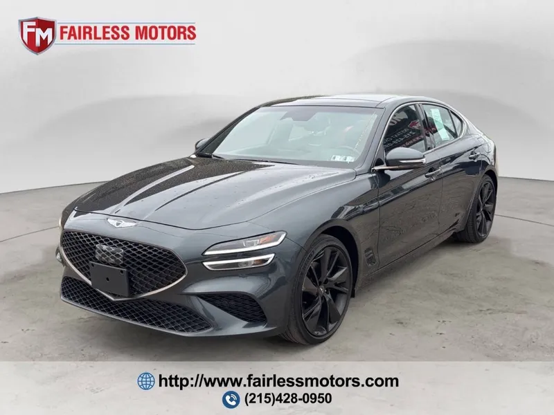 2023 Genesis G70 2.0T AWD 4dr Sedan in Hallasan Green — front three-quarter view