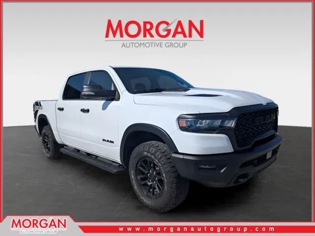 2025 Ram 1500 Rebel in White — front three-quarter view