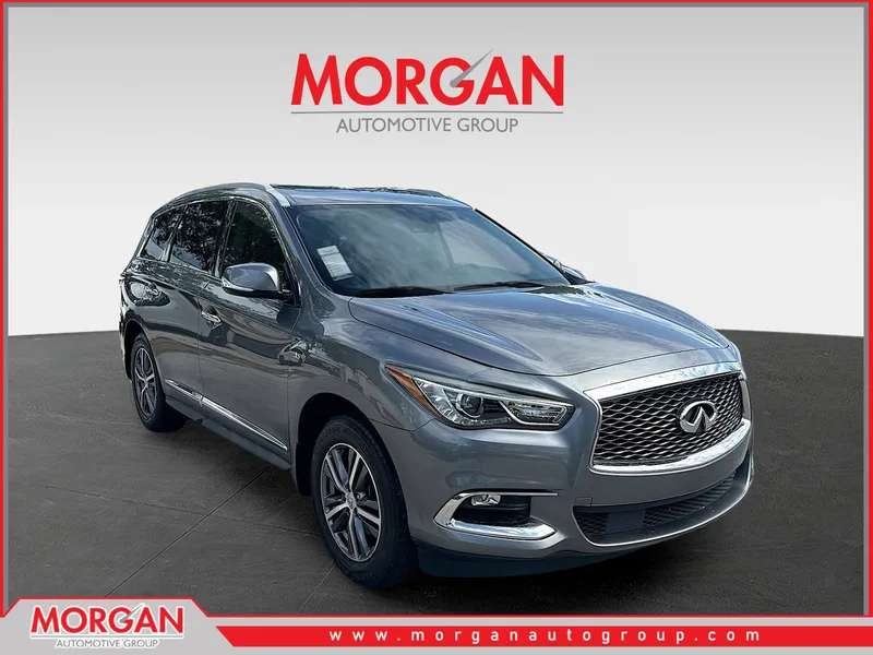 2020 INFINITI QX60 LUXE in Graphite Shadow — front three-quarter view