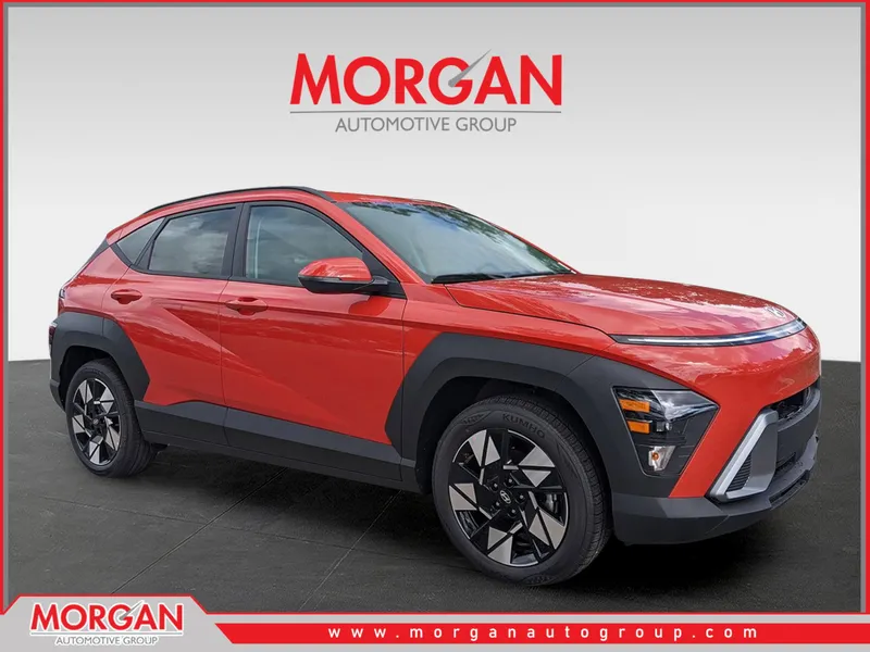 2025 Hyundai KONA SEL Convenience in Soultronic Orange Pearl — front three-quarter view