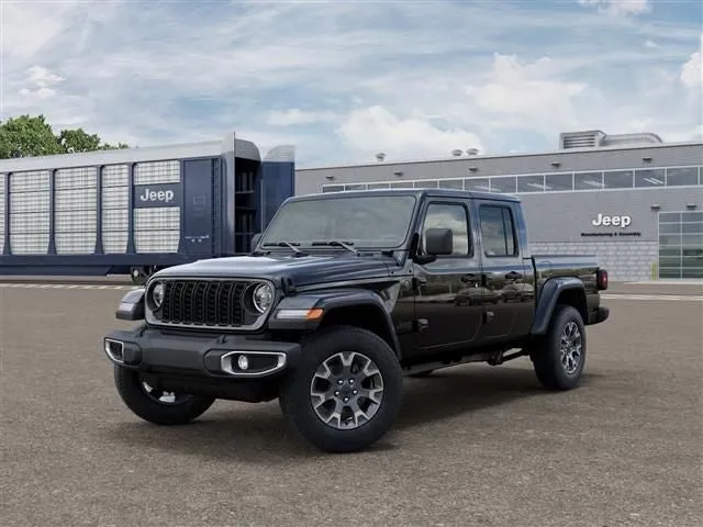 2026 Jeep Gladiator GLADIATOR SAHARA 4X4 in Black Clear-Coat Exterior Paint — front three-quarter view