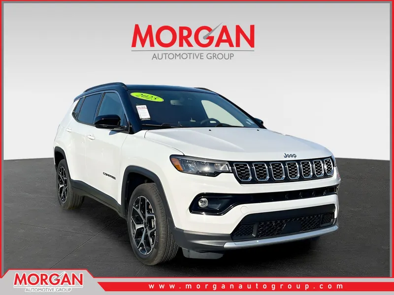 2025 Jeep Compass Limited in White/off-white — front three-quarter view