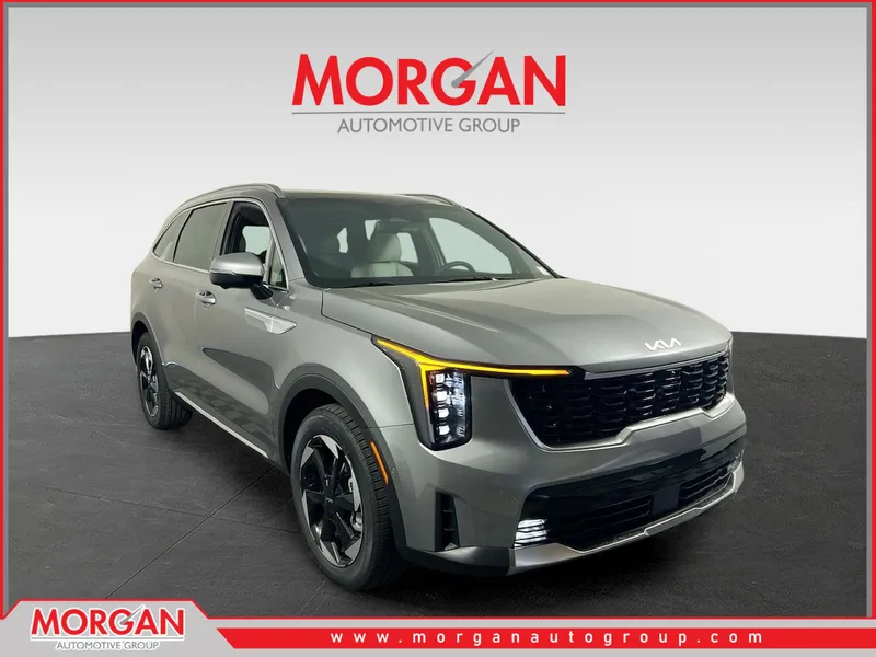 2026 Kia Sorento Hybrid X-Line SX Prestige in Aurora Black Pearl — front three-quarter view