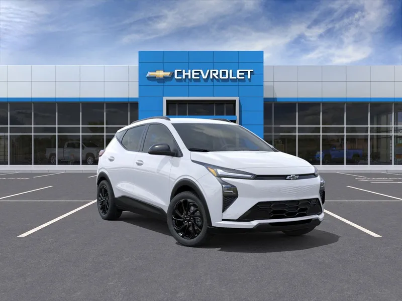 2027 Chevrolet Bolt RS in Summit White — front three-quarter view