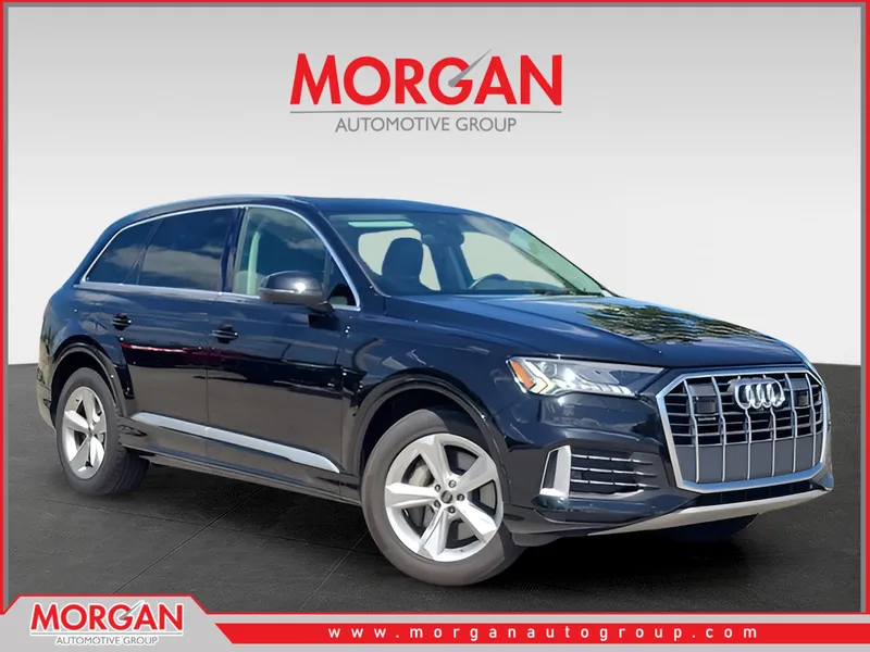 2024 Audi Q7 Premium Plus in Mythos Black Metallic — front three-quarter view