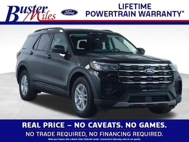 2026 Ford Explorer Active in Agate Black Metallic — front three-quarter view
