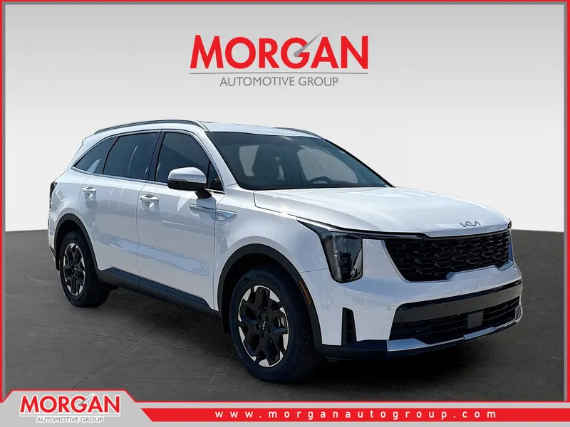 2026 Kia Sorento S in Glacial White Pearl — front three-quarter view