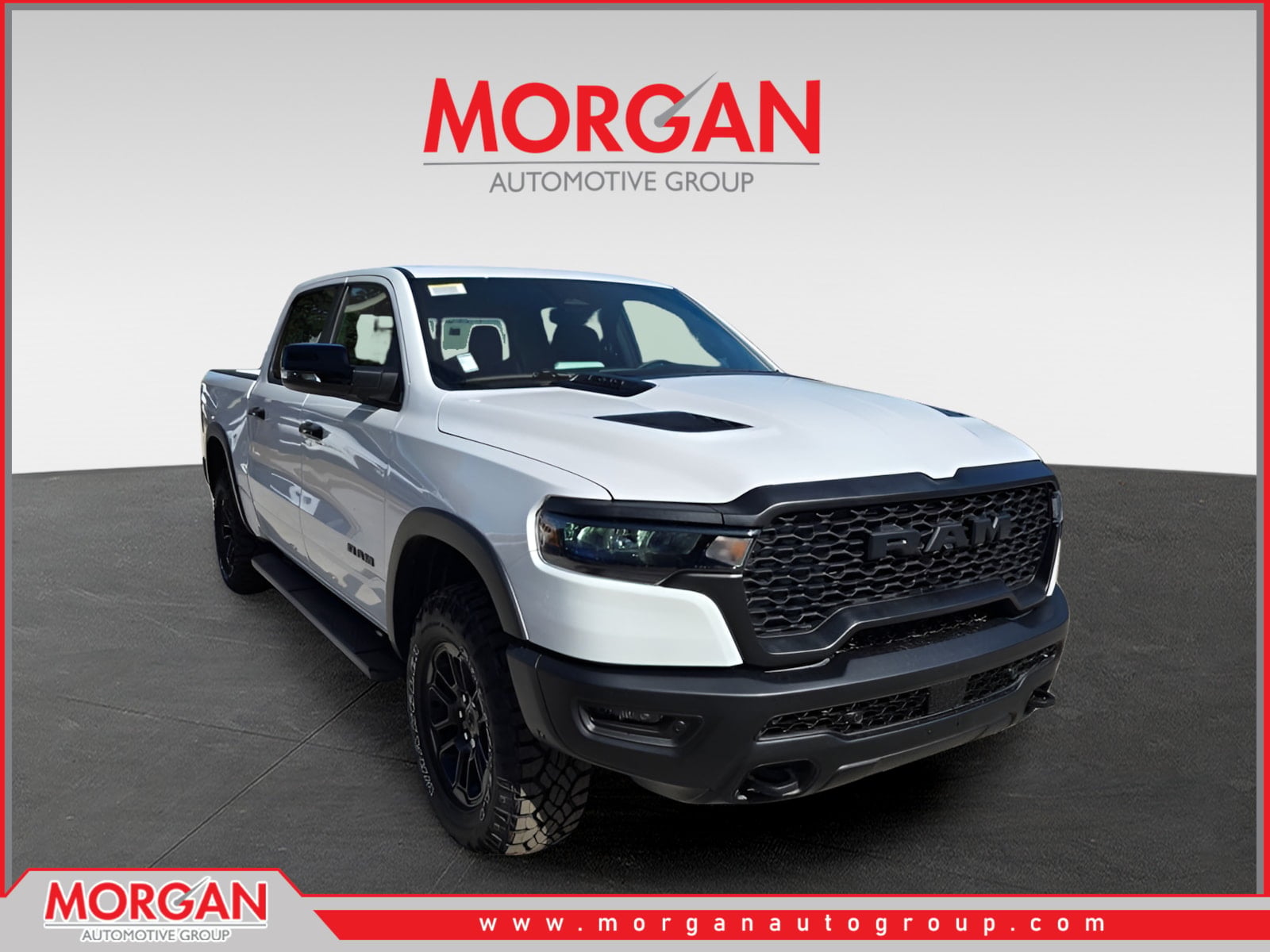 2026 Ram 1500 Rebel in Bright White Clearcoat — front three-quarter view