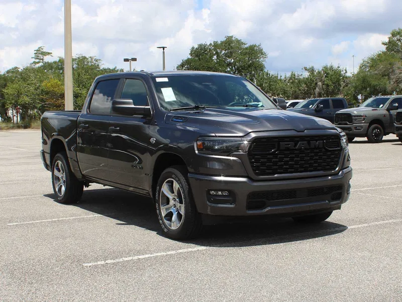 2026 RAM 1500 Express in Granite Crystal Metallic Clear-Coat Exterior Paint — front three-quarter view