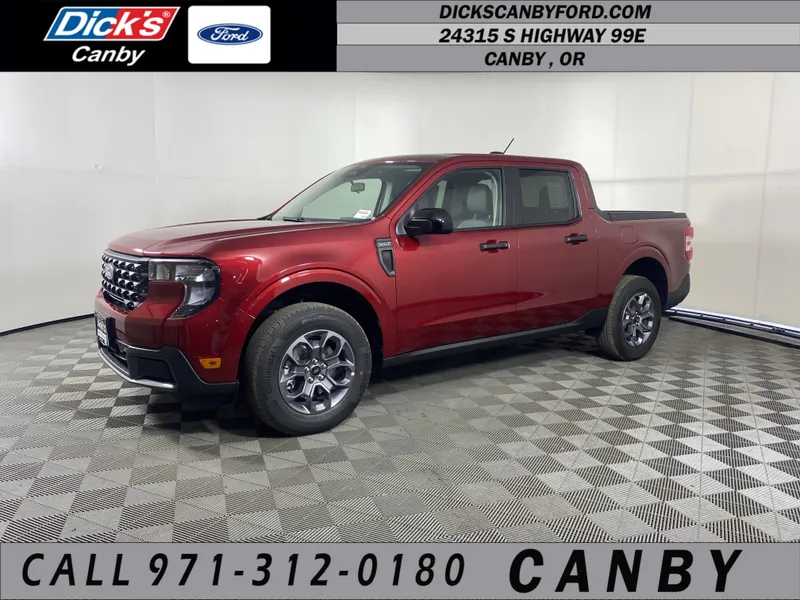 2026 Ford Maverick XLT in Ruby Red Metallic Tinted Clearcoat — front three-quarter view