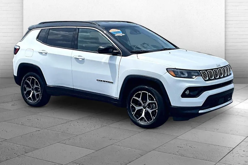 2025 Jeep Compass Limited in Bright White Clea — front three-quarter view