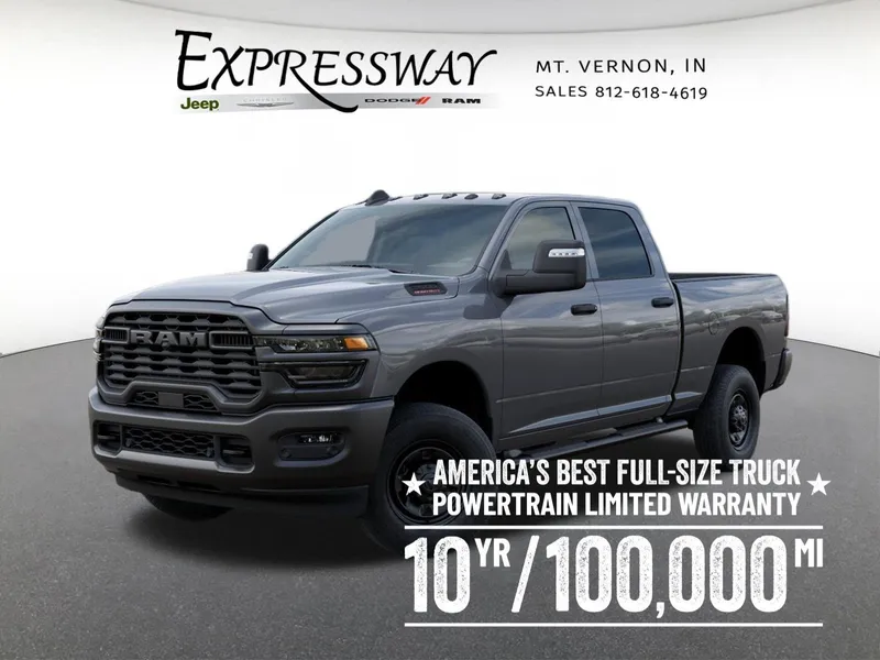 2026 RAM 2500 Tradesman 4x4 Crew Cab 6'4 Box in Ceramic Gray Clear-Coat Exterior Paint — front three-quarter view