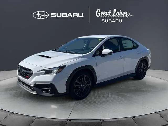 2026 Subaru WRX Premium in Ceramic White — front three-quarter view