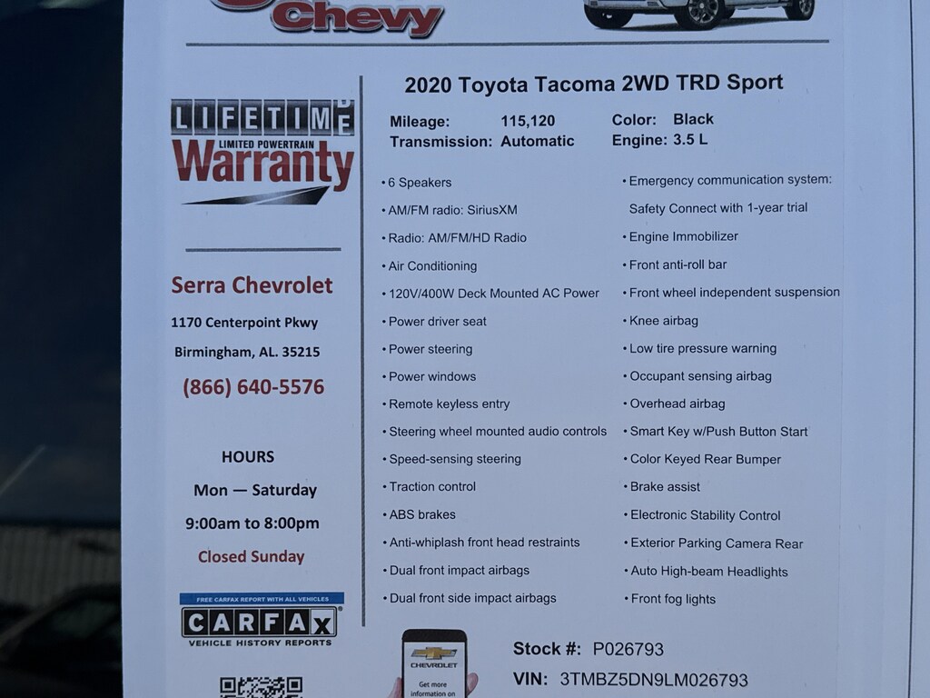 2020 Toyota Tacoma — interior view