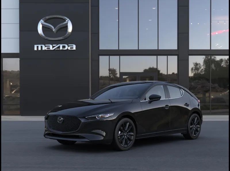 2026 Mazda Mazda3 Hatchback 2.5 S Select Sport in Jet Black Mica — front three-quarter view