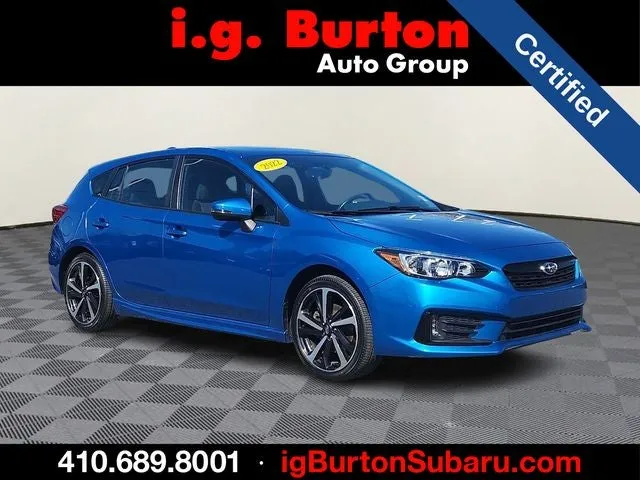 2022 Subaru Impreza Sport in Ocean Blue Pearl — front three-quarter view