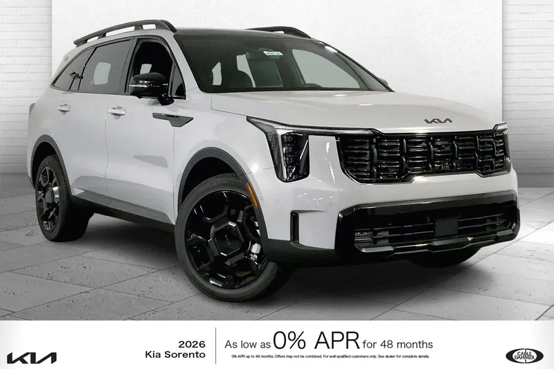 2026 Kia Sorento X-Line SX Prestige in Wolf Gray — front three-quarter view