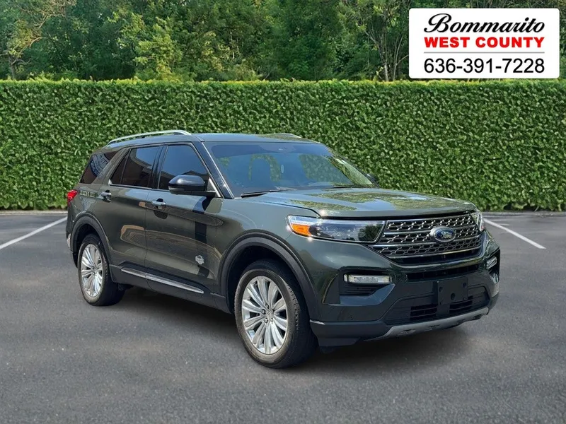 2023 Ford Explorer King Ranch 4WD in Forged Green Metallic — front three-quarter view