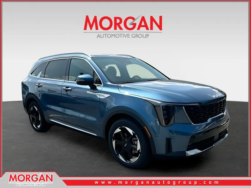 2026 Kia Sorento Hybrid EX in Blue — front three-quarter view