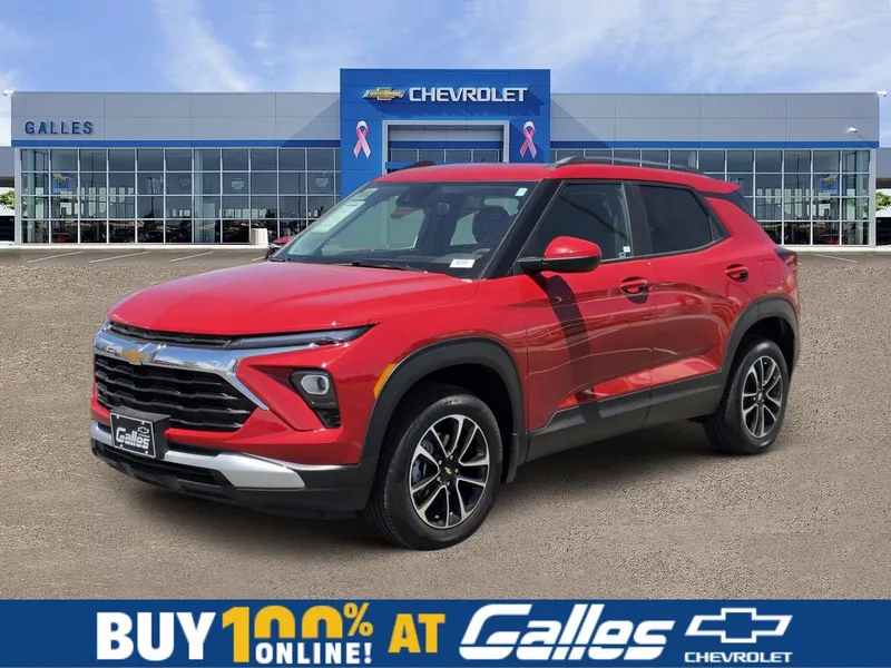 2026 Chevrolet Trailblazer LT in Apex Red — front three-quarter view