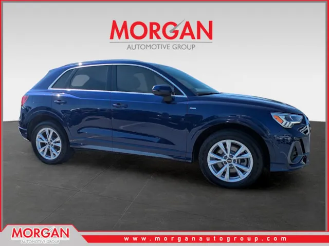 2023 Audi Q3 Premium Plus in Blue — front three-quarter view